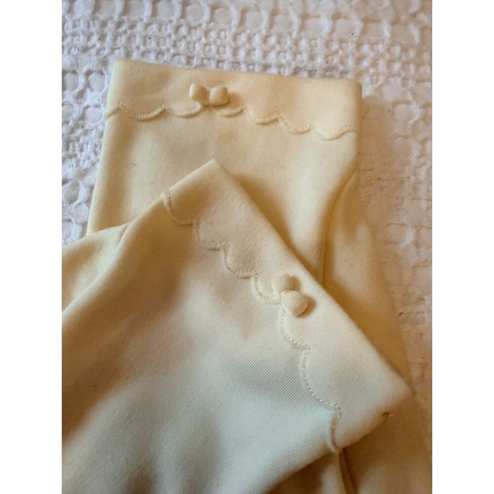 Vintage Cream Dress Gloves Women’s Scalloped Cuff Embroidered Bow Formal - Picture 12 of 14